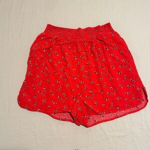 Kendall & Kylie Women/Junior's Red Floral Rayon Shorts,‎ Size XL, Pockets